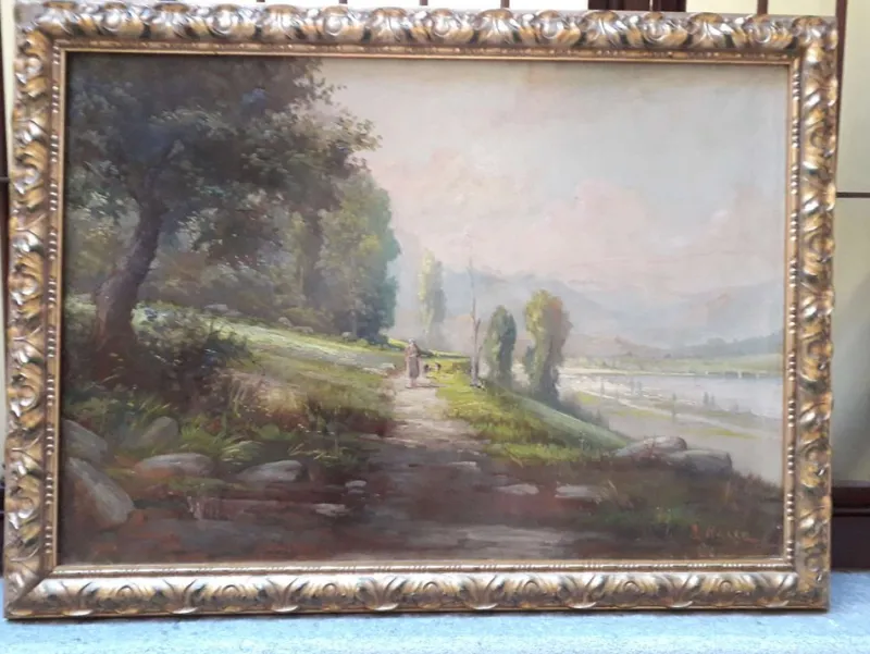 Pamono Piedmontese Landscape, 1890s, Oil on Canvas, Framed> Impressionist