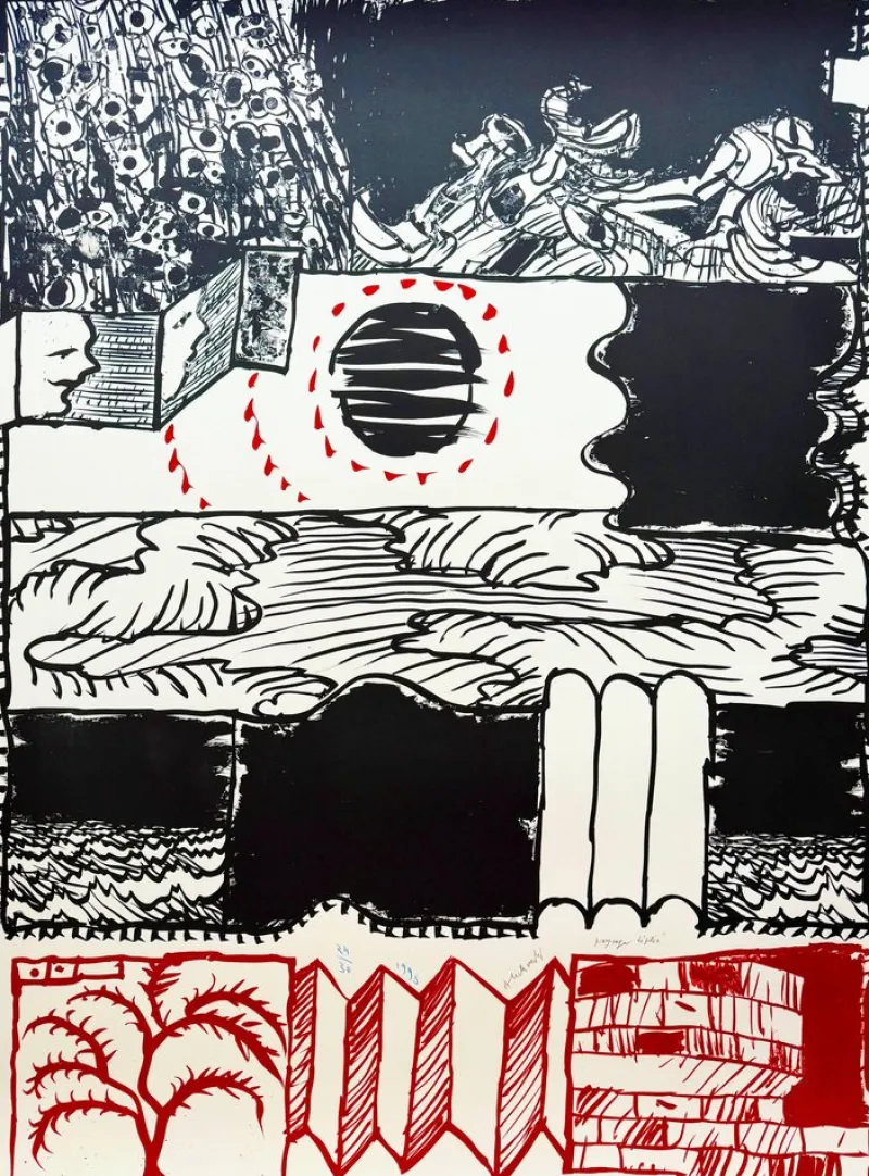 Pamono Pierre Alechinsky, Paysage déplié, 1995, Lithograph> Prints & Multiples