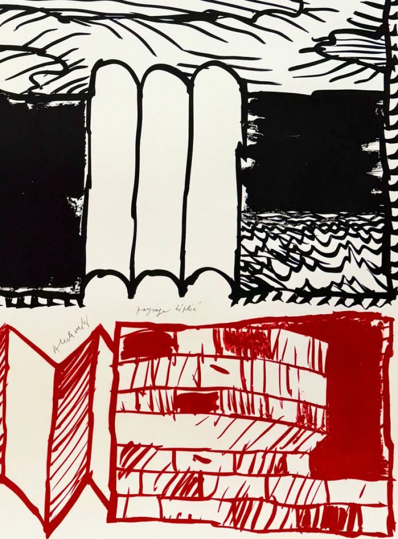 Pamono Pierre Alechinsky, Paysage déplié, 1995, Lithograph> Prints & Multiples