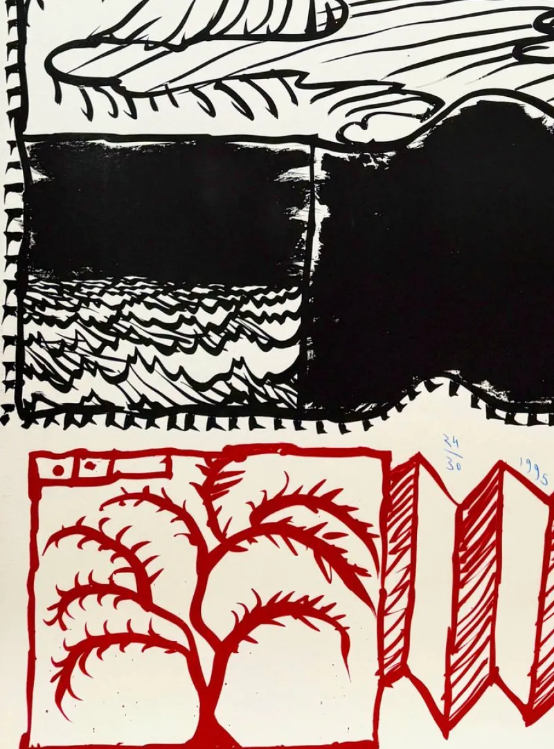Pamono Pierre Alechinsky, Paysage déplié, 1995, Lithograph> Prints & Multiples