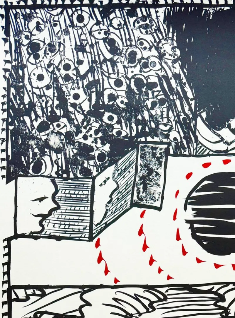Pamono Pierre Alechinsky, Paysage déplié, 1995, Lithograph> Prints & Multiples