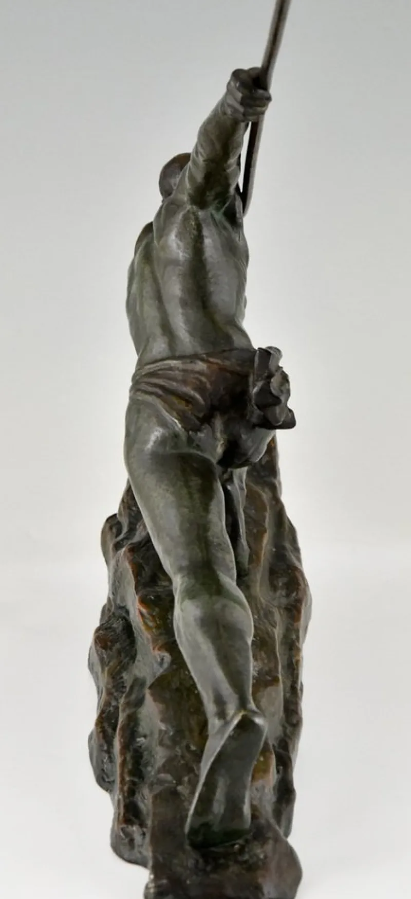 Pamono Pierre Le Faguays, Art Deco Athlete with Spear, 1927, Bronze> Art Deco