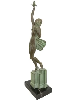 Sale Pamono Pierre Le Faguays for Max Le Verrier, Love Message, Spelter & Marble, Art Deco Style Sculpture