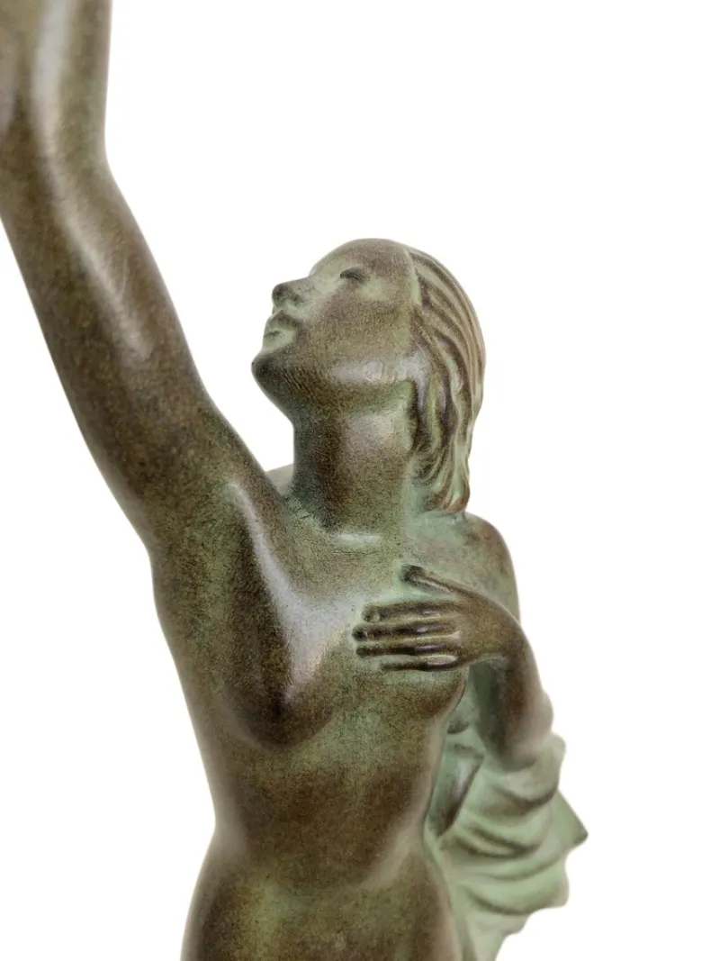 Sale Pamono Pierre Le Faguays for Max Le Verrier, Love Message, Spelter & Marble, Art Deco Style Sculpture