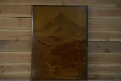 Hot Pamono Pierre Rosenau, Marquetry Artwork with Mountain, Mid-20th Century, Wood
