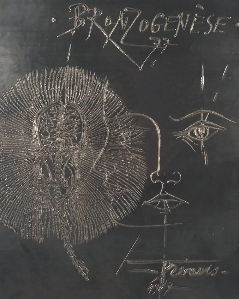 Pamono Pierre-Yves Trémois, Two Faces and Raya, Signed Bas Relief Sculpture> Prints & Multiples