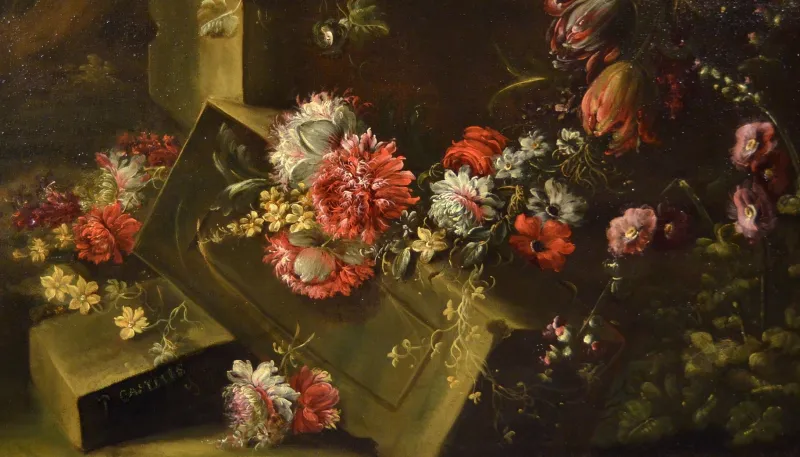 Sale Pamono Pieter Casteels III, Floral Still Life, 1700, Oil on Canvas, Framed