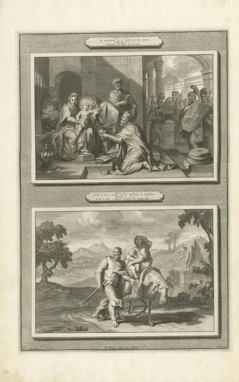 Pamono Pieter Mortier, Adoration of the Magi and Flight Into Egypt, 1700, Paper> Prints & Multiples