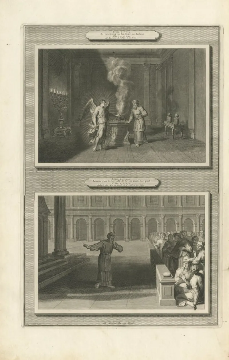 Outlet Pamono Pieter Mortier, Angel Appears to Zechariah and Zechariah Struck Mute, 1700, Paper