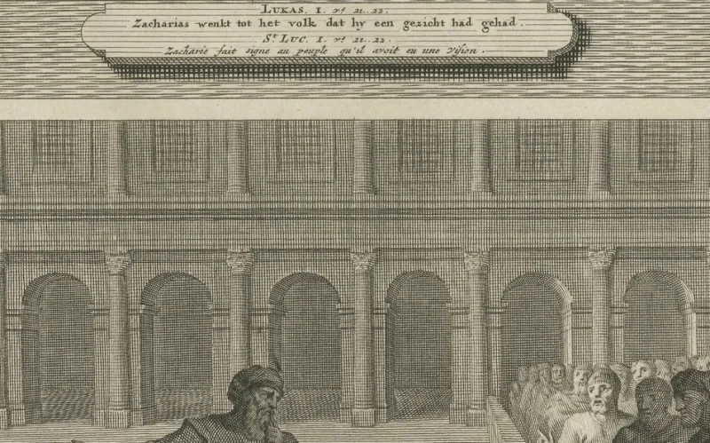 Outlet Pamono Pieter Mortier, Angel Appears to Zechariah and Zechariah Struck Mute, 1700, Paper