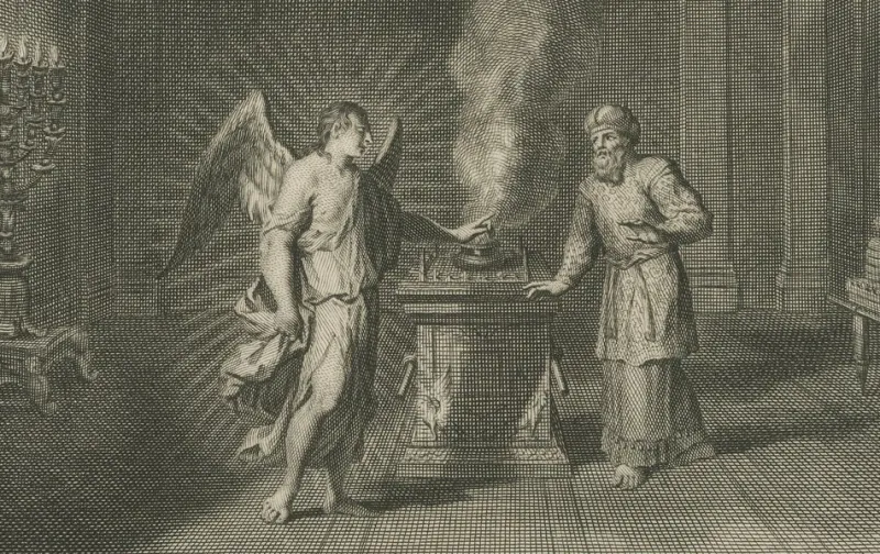 Outlet Pamono Pieter Mortier, Angel Appears to Zechariah and Zechariah Struck Mute, 1700, Paper