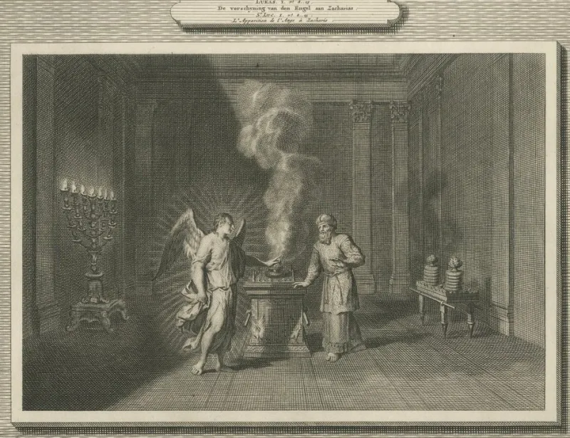 Outlet Pamono Pieter Mortier, Angel Appears to Zechariah and Zechariah Struck Mute, 1700, Paper