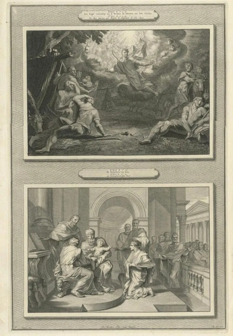 Best Pamono Pieter Mortier, Annunciation to the Shepherds and Circumcision of Christ, 1700, Paper