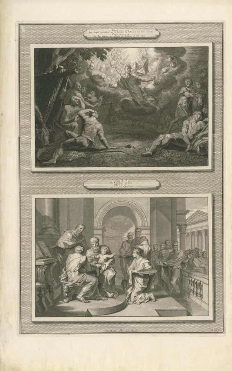 Best Pamono Pieter Mortier, Annunciation to the Shepherds and Circumcision of Christ, 1700, Paper