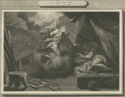 Sale Pamono Pieter Mortier, Birth of John the Baptist and Angel Appearing to Joseph, 1700, Paper