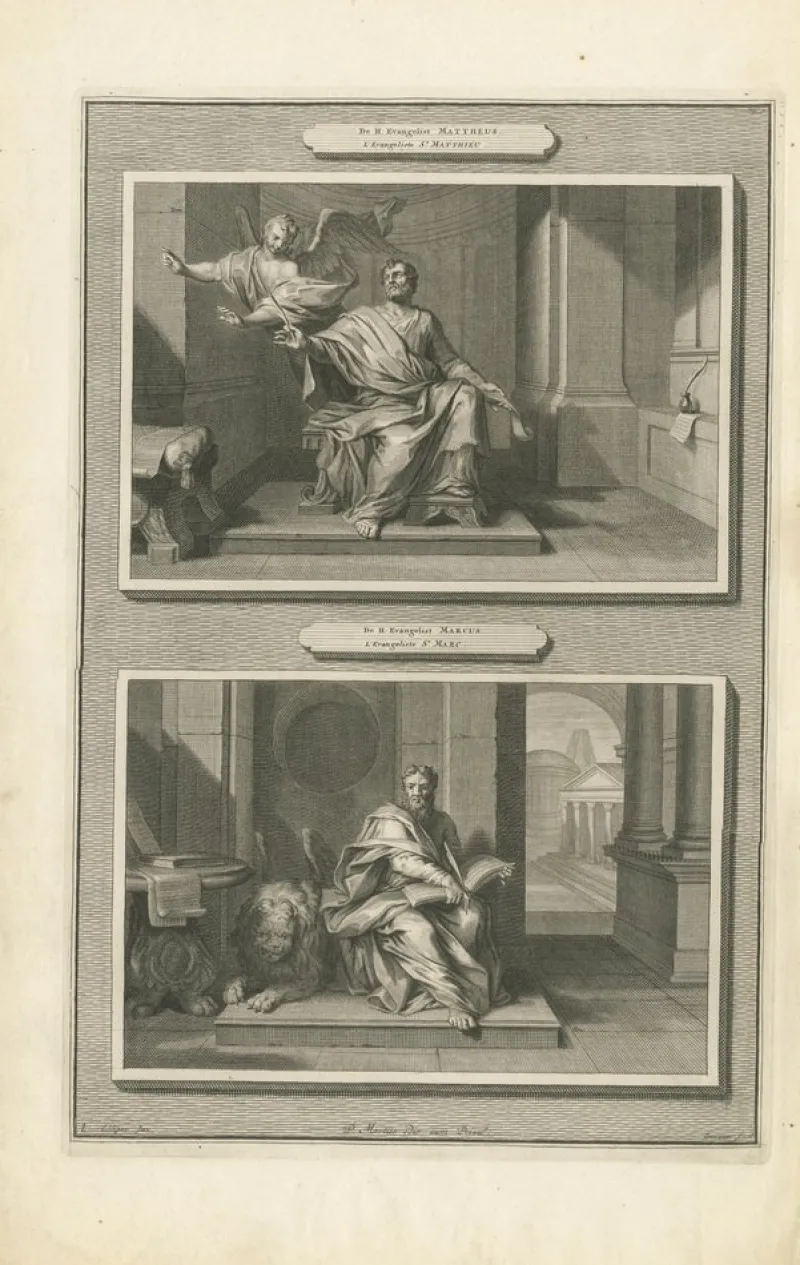 Pamono Pieter Mortier, Evangelists Matthew and Mark, 1700s, Paper> Prints & Multiples