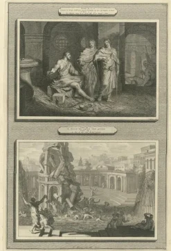 New Pamono Pieter Mortier, John the Baptist in Prison and Fall of the Tower of Siloam, 1700, Paper