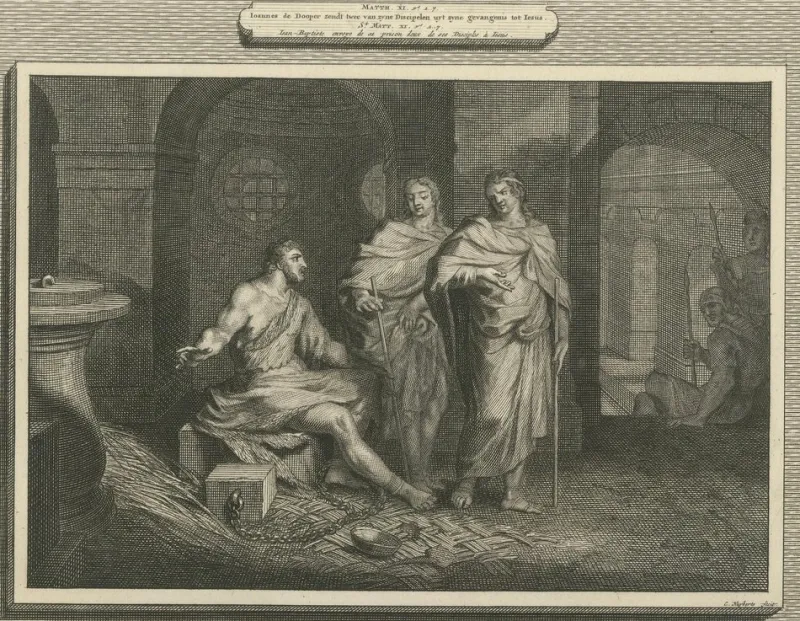 New Pamono Pieter Mortier, John the Baptist in Prison and Fall of the Tower of Siloam, 1700, Paper
