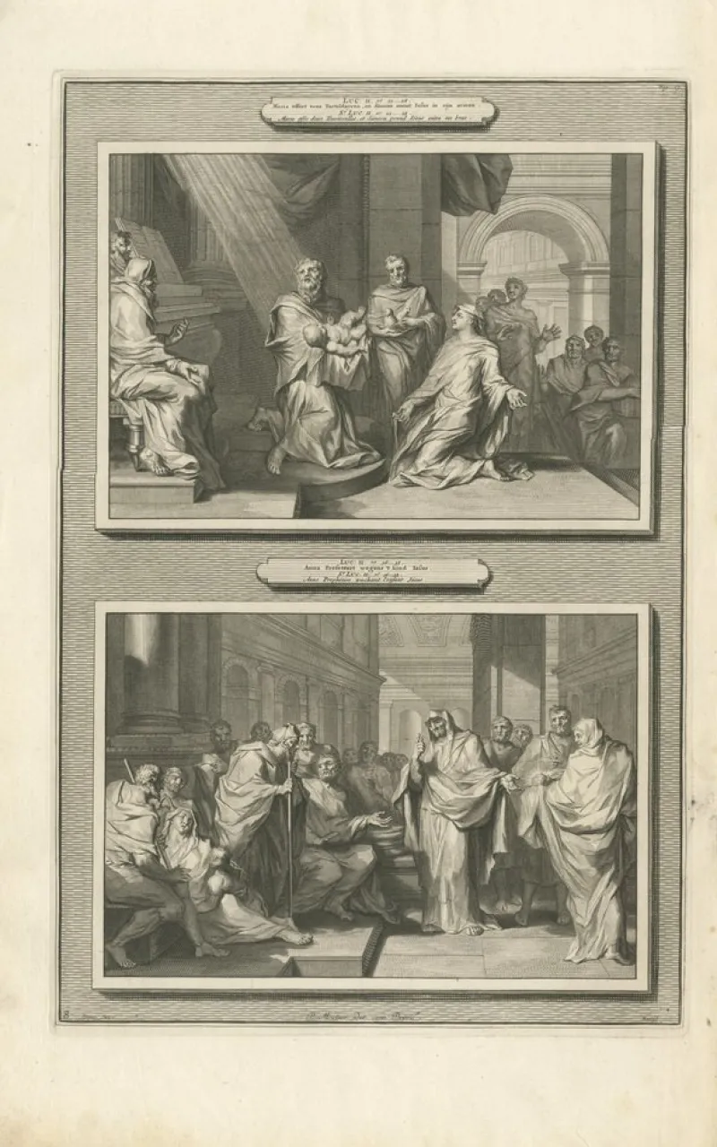 Pamono Pieter Mortier, Presentation of Christ in the Temple and Prophetess Anna, 1700, Paper> Prints & Multiples