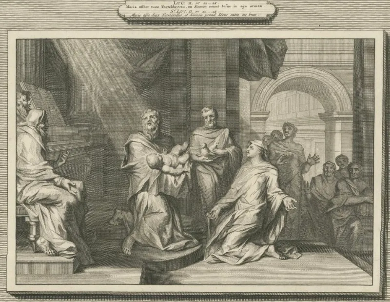 Pamono Pieter Mortier, Presentation of Christ in the Temple and Prophetess Anna, 1700, Paper> Prints & Multiples