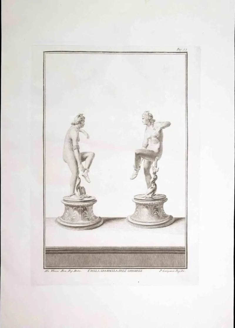 Pamono Pietro Campana, Ancient Roman Statue of Nudes, Original Etching, 18th Century> Old Masters