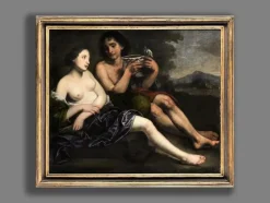 Pamono Pietro Della Vecchia, Bacchus and Ceres, Oil on Canvas, 17th Century, Framed> Old Masters