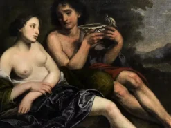 Pamono Pietro Della Vecchia, Bacchus and Ceres, Oil on Canvas, 17th Century, Framed><noscript><img width=
