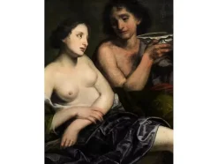 Pamono Pietro Della Vecchia, Bacchus and Ceres, Oil on Canvas, 17th Century, Framed><noscript><img width=