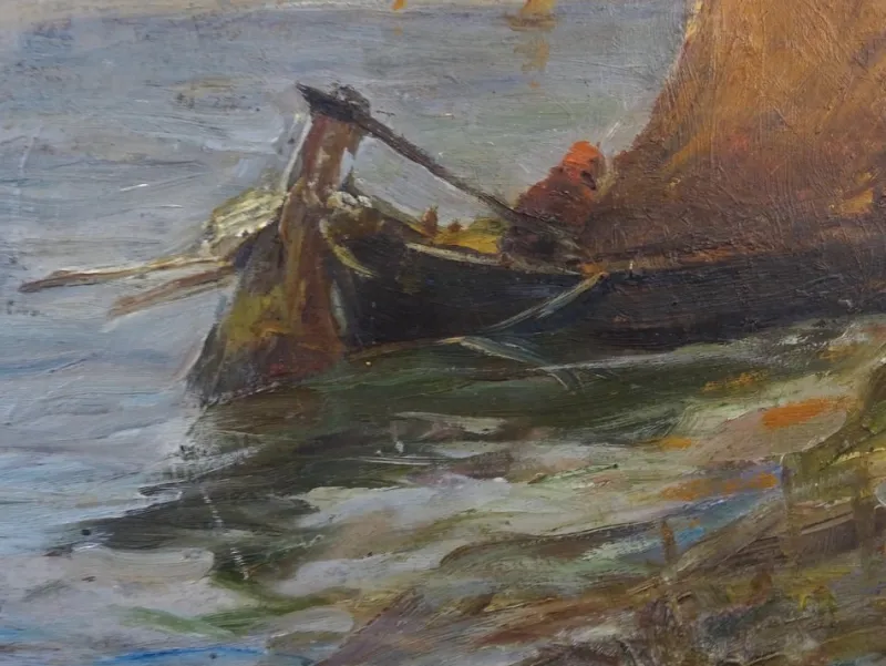 Pamono Pietro Fragiacomo, Vela, 1910s, Oil on Board, Framed