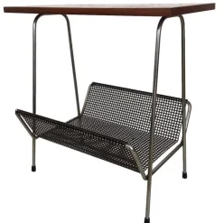 Hot Pamono Pilastro Style Metal and Teak Magazine Rack, 1950s