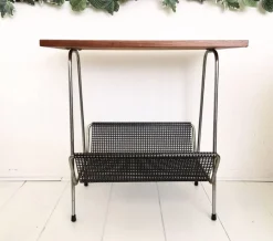 Hot Pamono Pilastro Style Metal and Teak Magazine Rack, 1950s