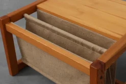 Pamono Pine and Linen Safari Series Coffee Table with Magazine Rack by Karin Möbring for Ikea, Sweden, 1970s><noscript><img width=