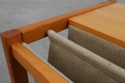 Pamono Pine and Linen Safari Series Coffee Table with Magazine Rack by Karin Möbring for Ikea, Sweden, 1970s><noscript><img width=
