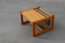 Pamono Pine and Linen Safari Series Coffee Table with Magazine Rack by Karin Möbring for Ikea, Sweden, 1970s><noscript><img width=