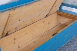 Outlet Pamono Pine Box Bench in Blue and White Color, 1910