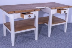 Online Pamono Pine Butcher Table with Shelf Rustic Top & White Waxed Base, 1900s