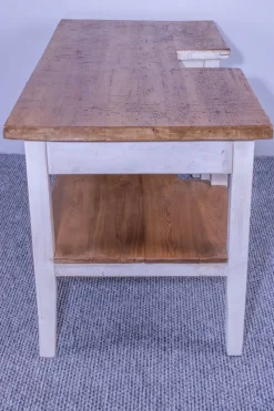 Online Pamono Pine Butcher Table with Shelf Rustic Top & White Waxed Base, 1900s
