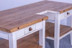 Online Pamono Pine Butcher Table with Shelf Rustic Top & White Waxed Base, 1900s
