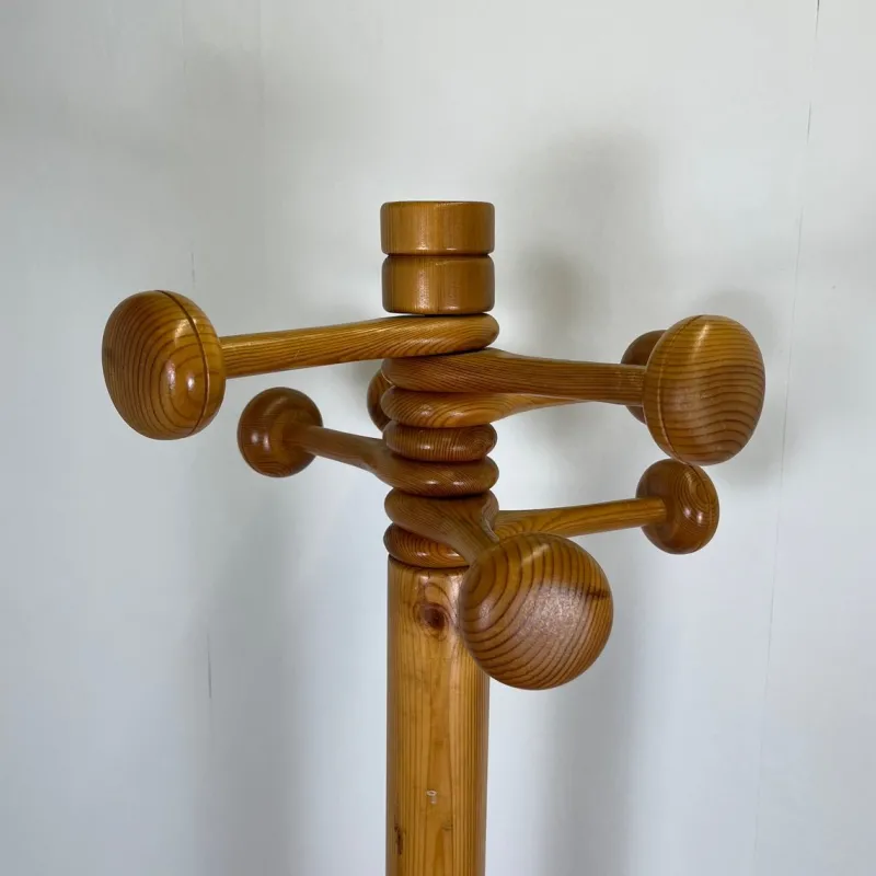 Pamono Pine Coat Rack with Articulated Arm, 1960s> Racks, Hooks & Valets