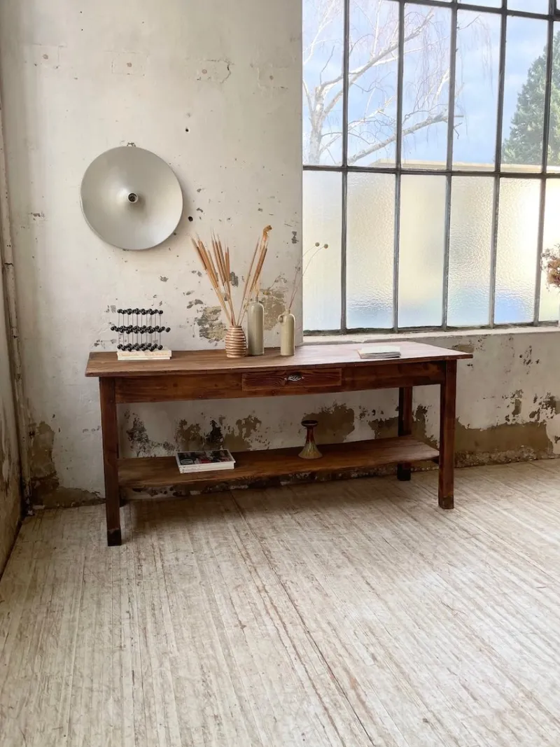 Pamono Pine Drapery Console Table, 1950s> Console Tables