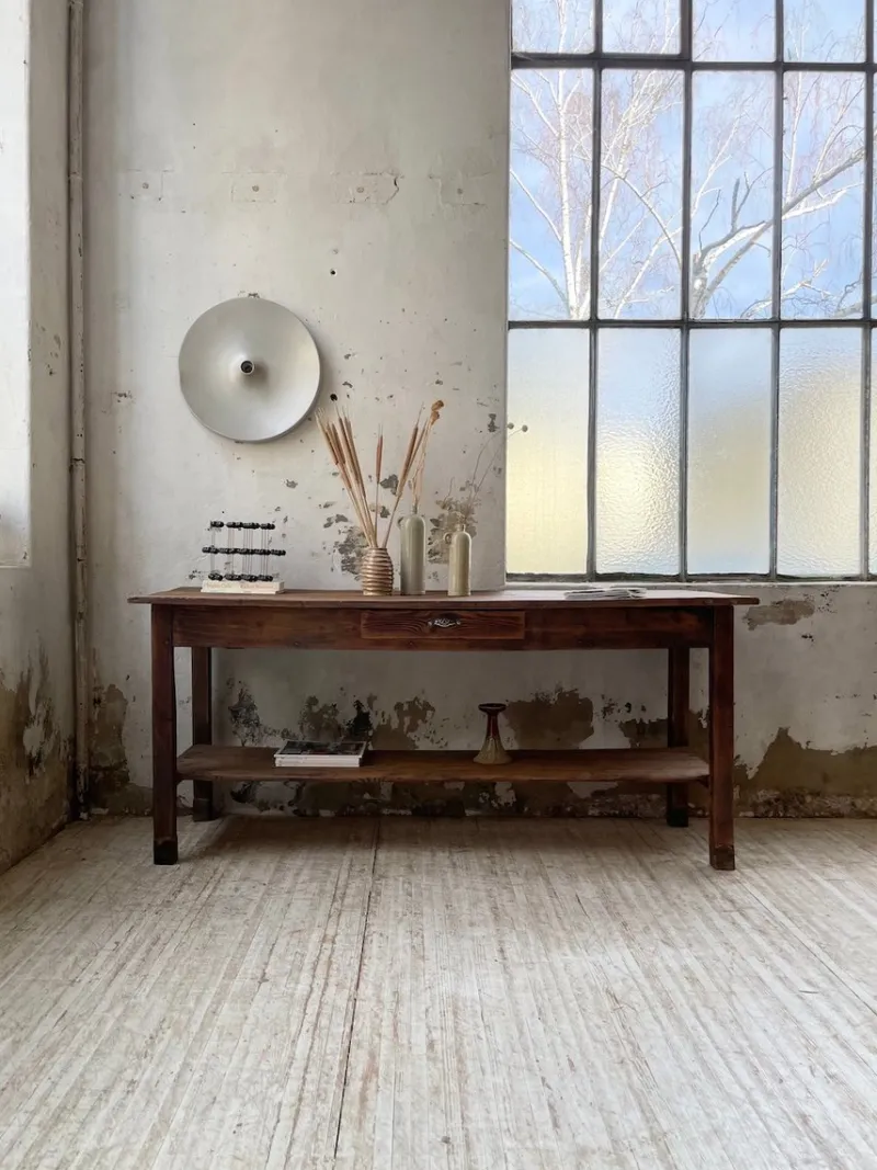 Pamono Pine Drapery Console Table, 1950s> Console Tables