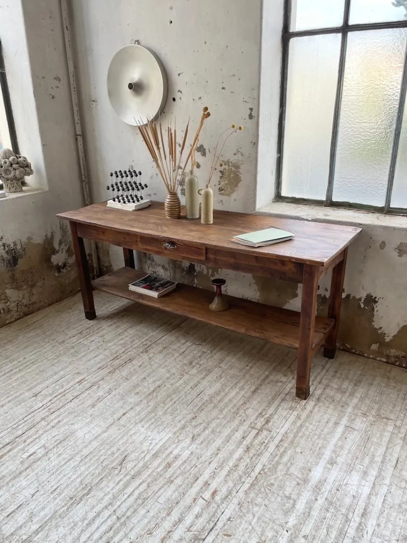 Pamono Pine Drapery Console Table, 1950s> Console Tables