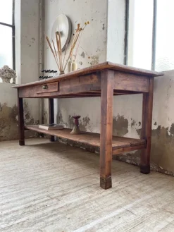 Pamono Pine Drapery Console Table, 1950s><noscript><img width=