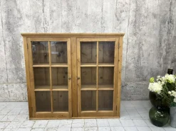Pamono Pine Glazed Wall Mounted Cabinet, 1920s> Cabinets & Wardrobes