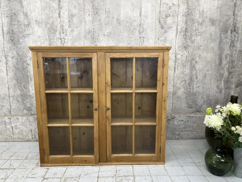 Pamono Pine Glazed Wall Mounted Cabinet, 1920s> Cabinets & Wardrobes