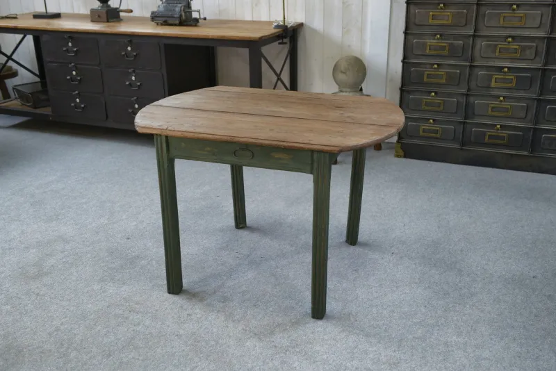 Pamono Pine Table with Green Patinated Base, 1960s> Dining Tables & Sets