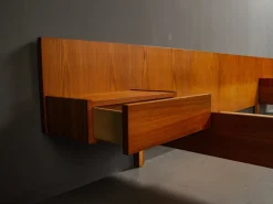 Pamono Pinewood Double Bed, Germany, 1950s><noscript><img width=