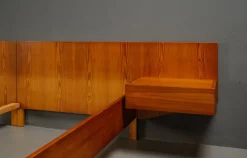 Pamono Pinewood Double Bed, Germany, 1950s><noscript><img width=