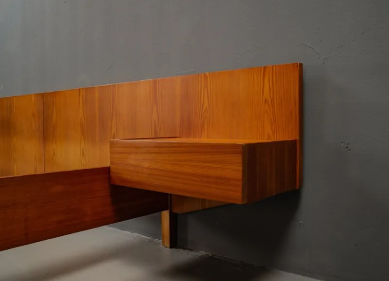 Pamono Pinewood Double Bed, Germany, 1950s> Beds & Bedroom Sets