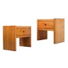 Pamono Pinewood Nightstands from Charlotte Perriand, 1970s, Set of 2> Nightstands